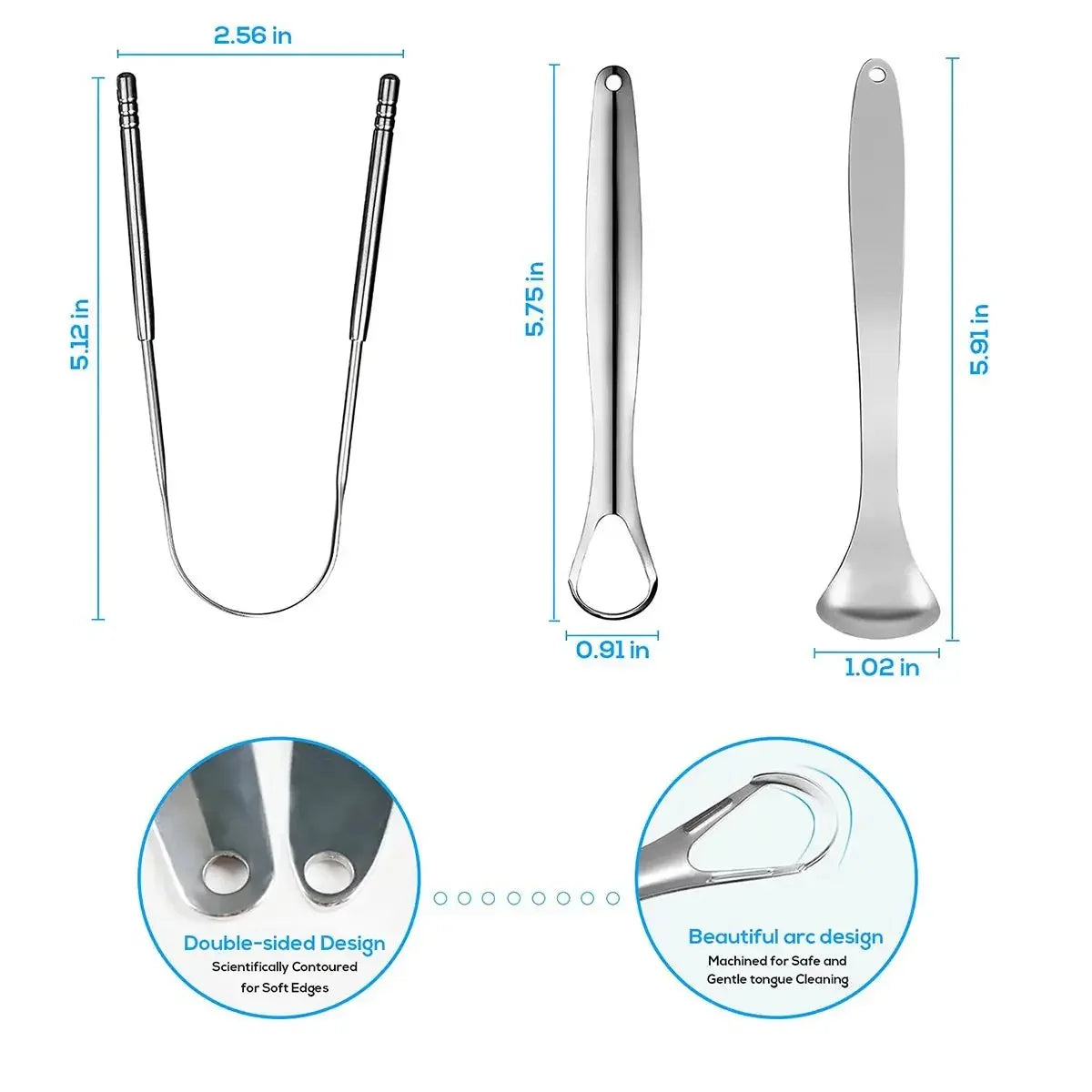 Stainless Steel Tongue Scraper – Durable Bad Breath Cleaner