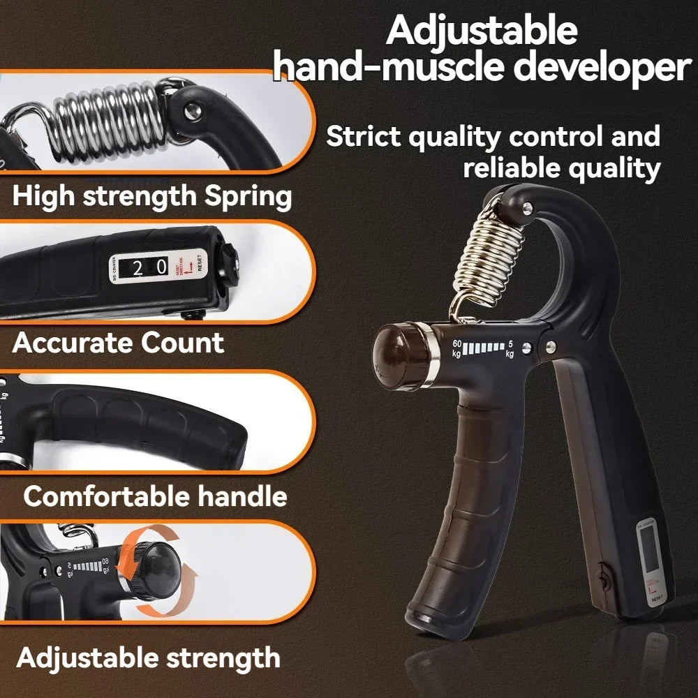 Adjustable Hand Grip Strengthener Set With Counter
