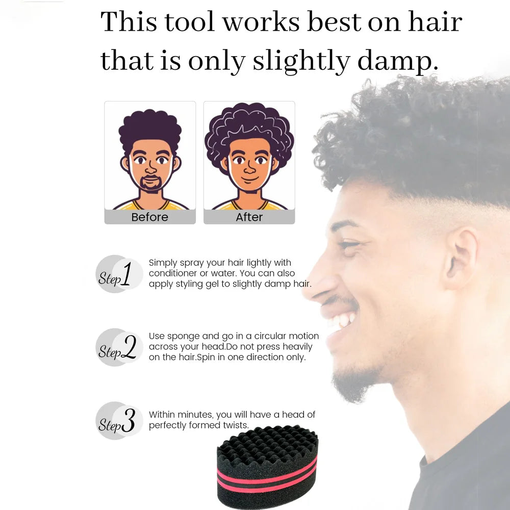 Afro Hair Curl Sponge & Pick Comb Set for Natural Styles