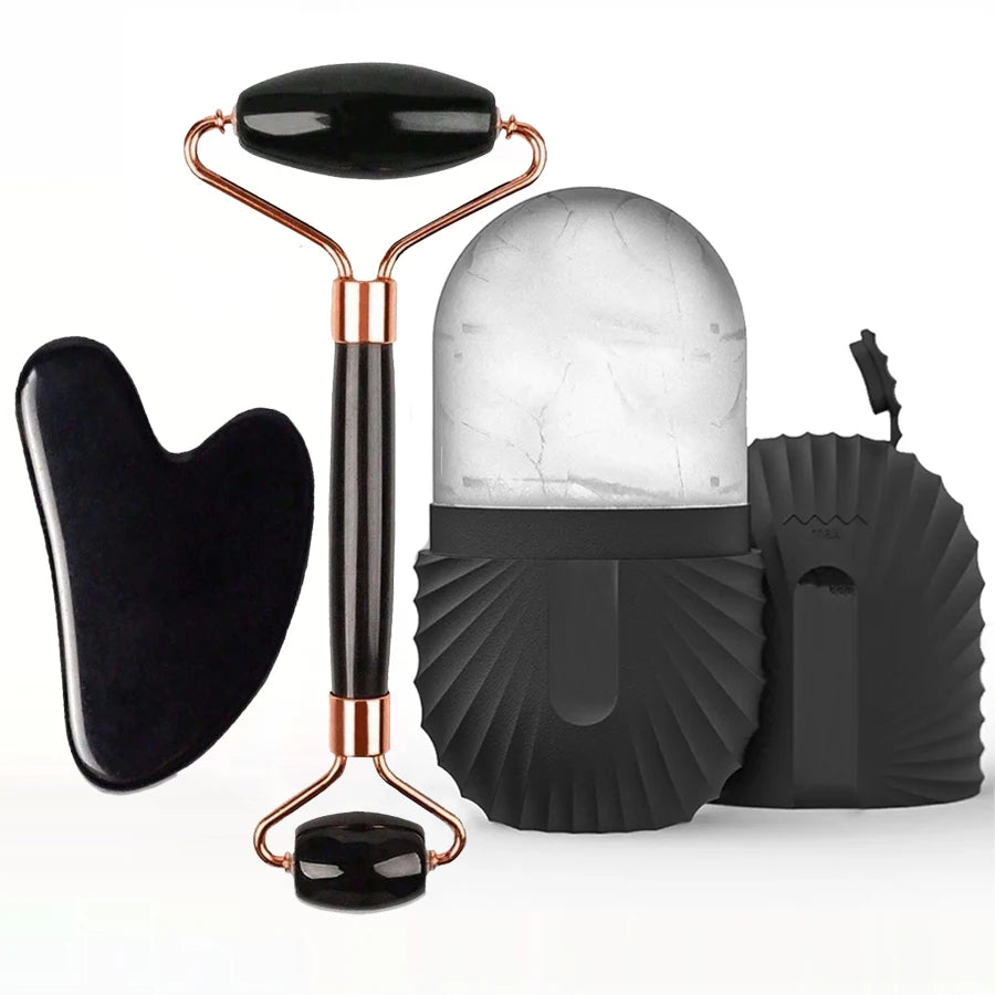 Ice Face Roller & Gua Sha Set for Cooling Facial Massage
